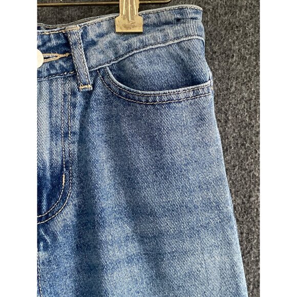 Stonewash Blue Denim Jeans High Waist Straight Leg 5 Pocket Tall Women NO TAG S - Picture 6 of 14